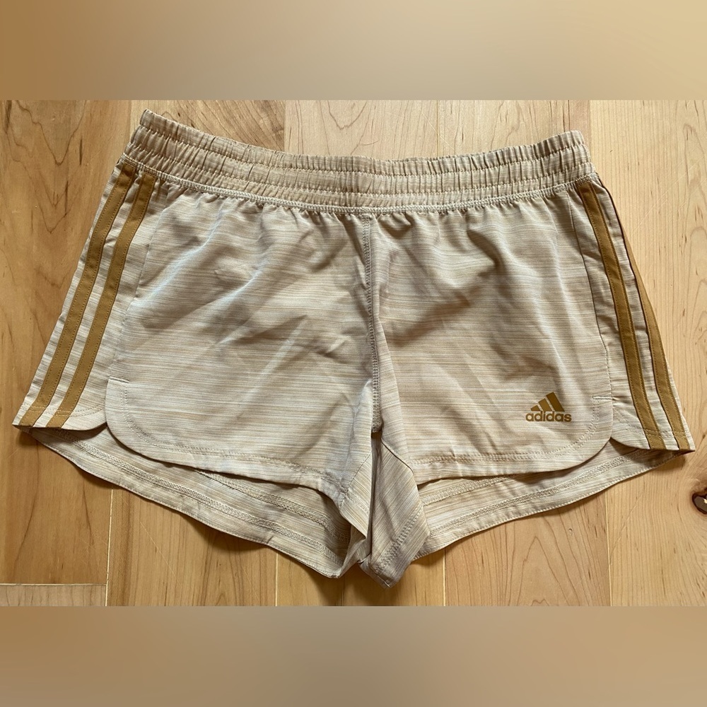 Adidas Women's Pacer 3-Stripes Woven Training Shorts in Mesa/Mesa size Small